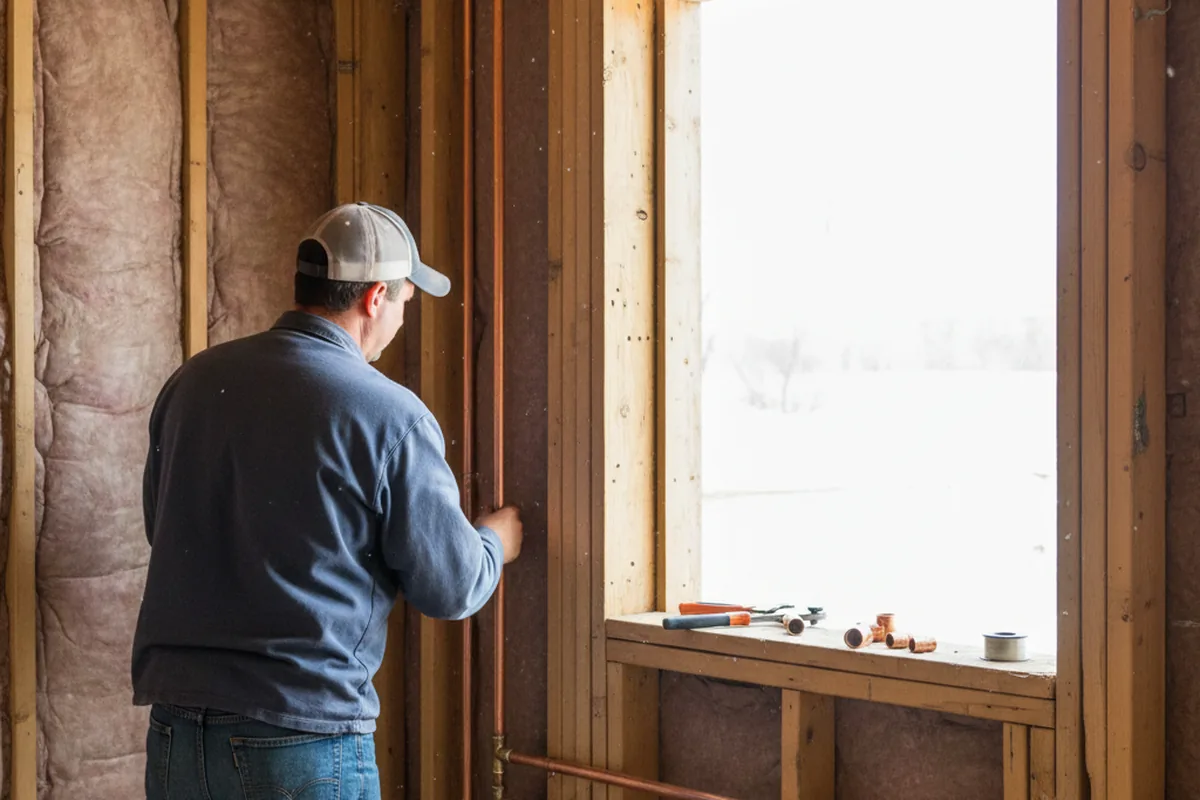 Licensed plumber running new copper supply lines in a Dundalk home